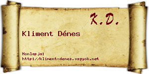 Kliment Dénes névjegykártya